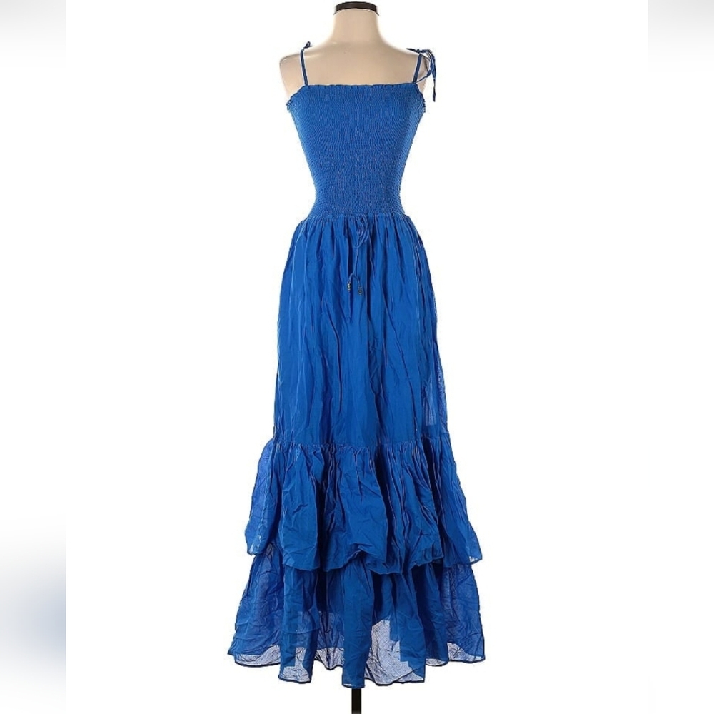 ISO: LRL Lauren Ralph Lauren Petite Blue Maxi Ruffle Dress